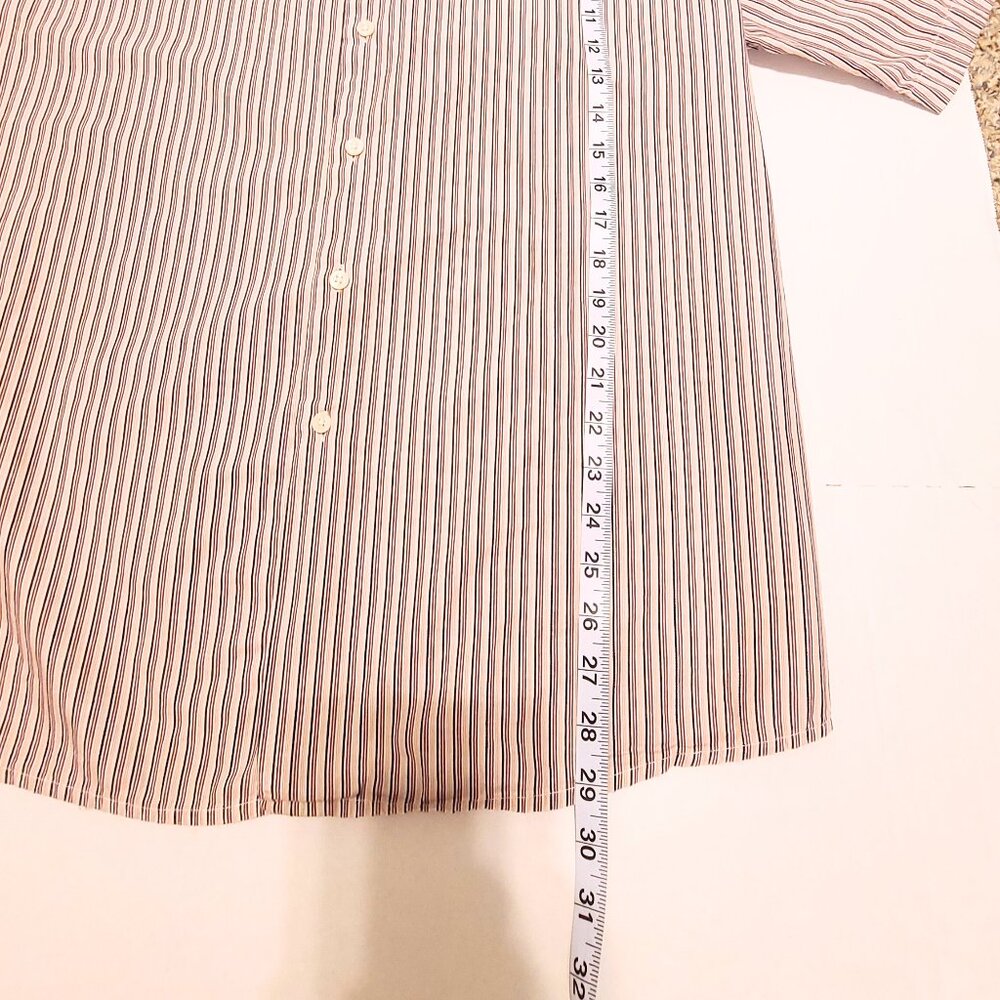 Dockers XL Striped Short Sleeve Shirt Pink White Black Cotton Button-Front - Picture 7 of 8